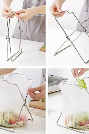 Foldable Outdoor Household Kitchen Garbage Rack Multifunctional Debris Storage with Fresh-keeping Bag Holder