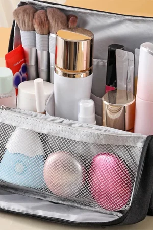 Multipurpose Large Capacity Oxford Cloth Vertical Cosmetic Bag,Travel Cosmetic Storage Bag,Portable,Waterproof,With compartments