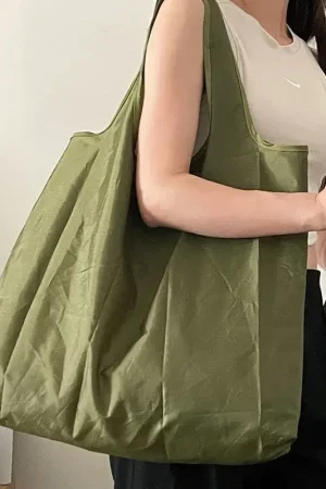 Compact Grocery Bag & Ultra Lightweight - Fold Into Pocket, Eco-Friendly Shopping Tote with Zipper