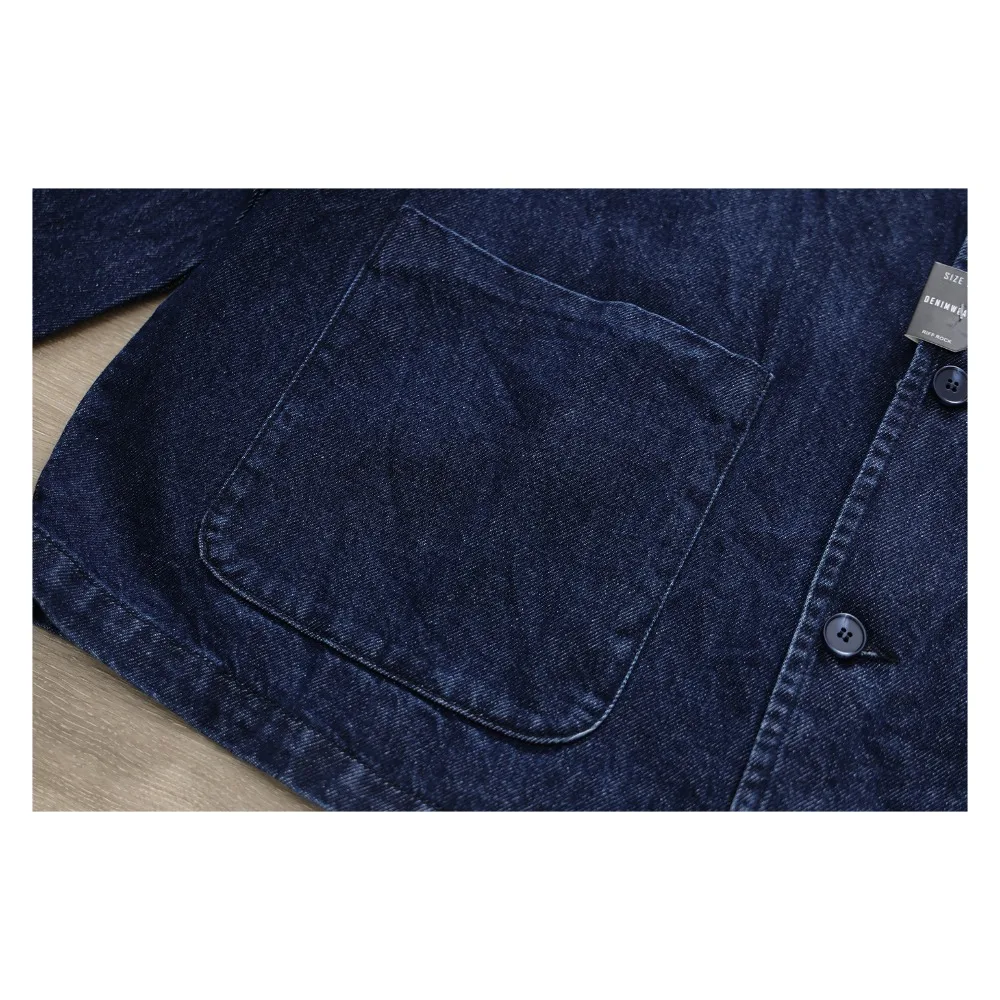 100% cotton denim shirt autumn men's loose casual long-sleeved coat lapel multi-pocket top - Image 3