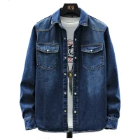 Trendy Men's Denim Jacket Spring-Autumn Fashionable Pure Cotton Breathable Casual Long-Sleeved Denim Shirt Comfortable Men's Top