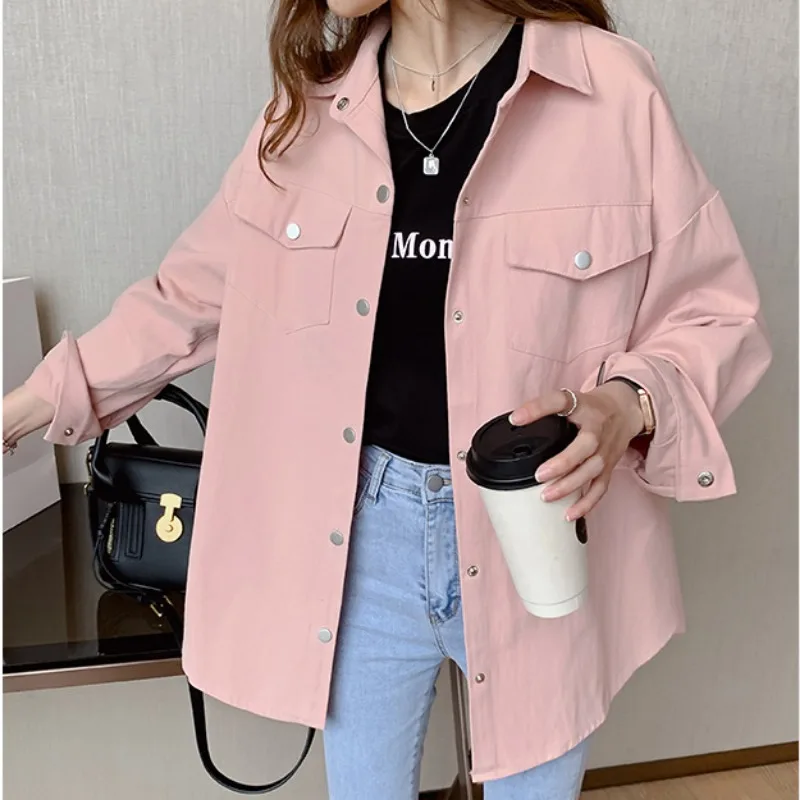 Work Wear Denim White Shirt Women's Spring Autumn New Top Loose Versatile Long Sleeves Blouses - Image 4