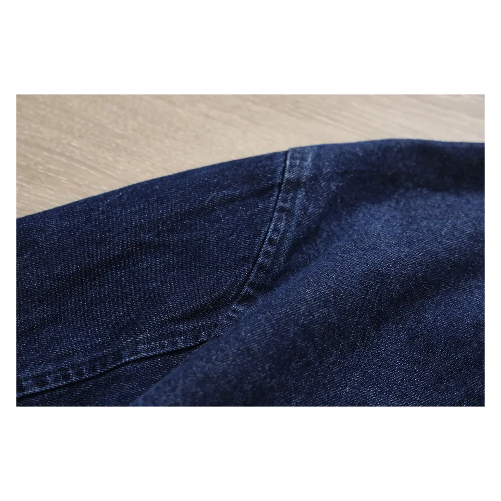 100% cotton denim shirt autumn men's loose casual long-sleeved coat lapel multi-pocket top - Image 4