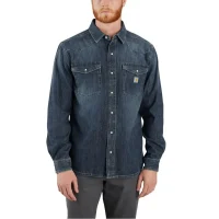 Montana Relaxed Fit Midweight Denim LongSleeve Snap Front Shirt